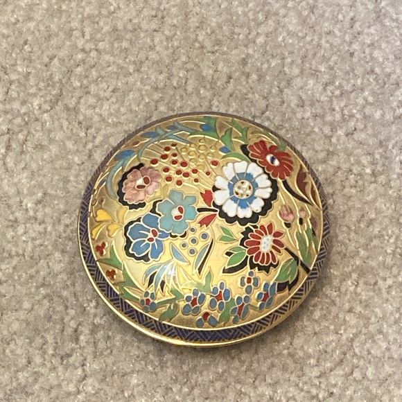 Beautifully Detailed Cloisonne Floral Lidded Trinket Bowl - Picture 3 of 7